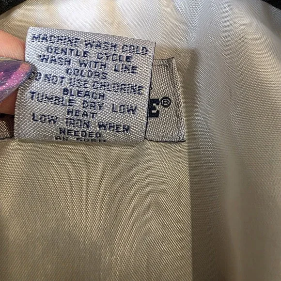 Vintage Anchor Blue Faux Fur Collar Canvas Jacket M Satin‎ Lined Cropped Y2K - Picture 4 of 9